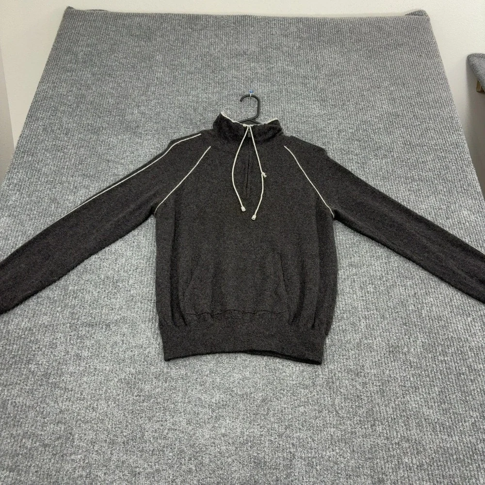 Daniel Bishop Sweater Mens L Gray Cashmere Quarter Zip Mock Neck Luxury Style